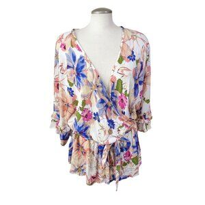 Floral Wrap Blouse - Multicolor